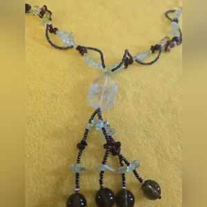 Vintage Long Glass And Gems Beads Sweater Necklace